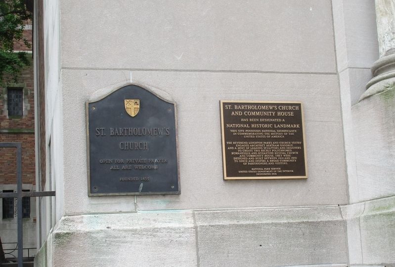 St. Bartholomew Churchs Church and Community House Marker. Click for full size. St. Bartholomew Churchs Church and Community House Marker image. Click for full size.