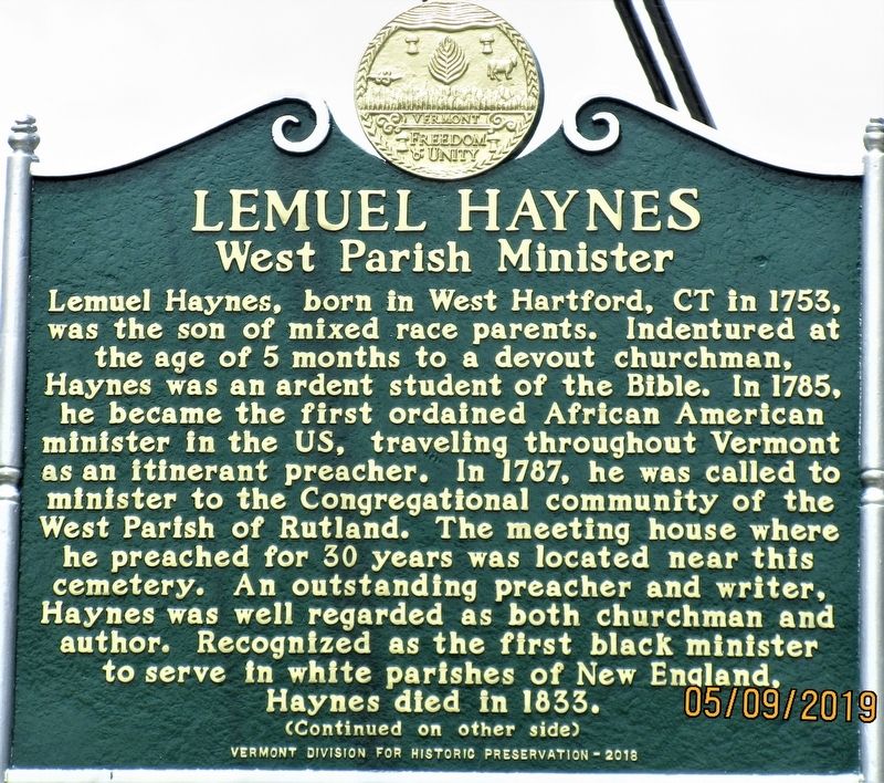 Lemuel Haynes Marker image. Click for full size.