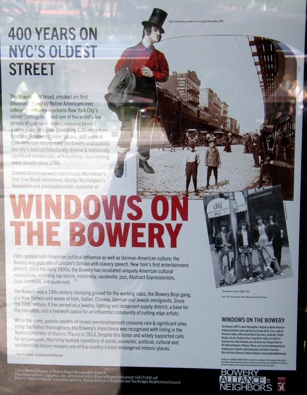 Windows On The Bowery Marker image. Click for full size.