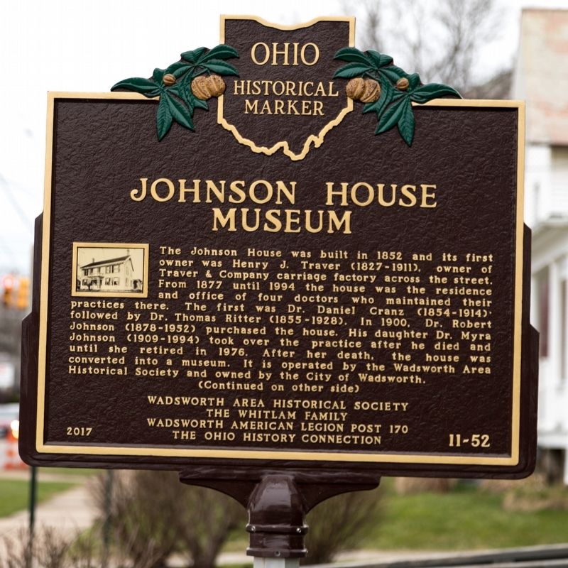 Johnson House Museum side of marker image. Click for full size.