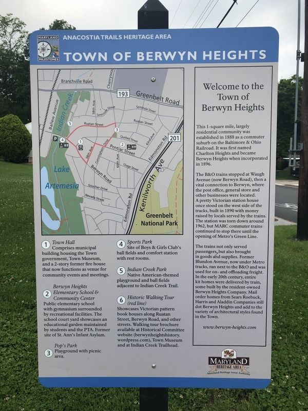 Town of Berwyn Heights Marker image. Click for full size.