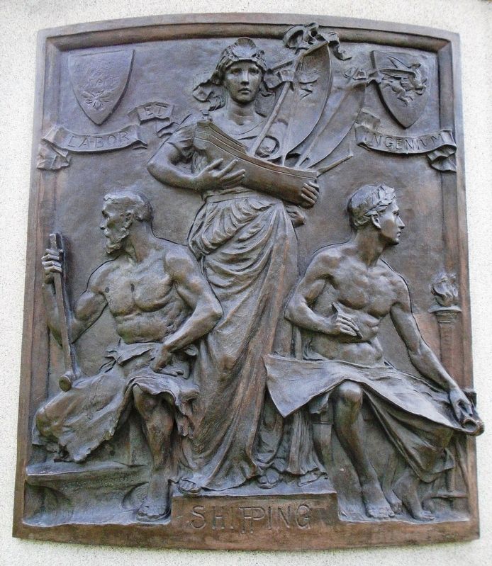 Sir Daniel Dixon Monument - Shipping bas relief image. Click for full size.