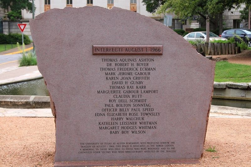UT Tower Shooting Memorial. Click for full size. UT Tower Shooting Memorial image. Click for full size.