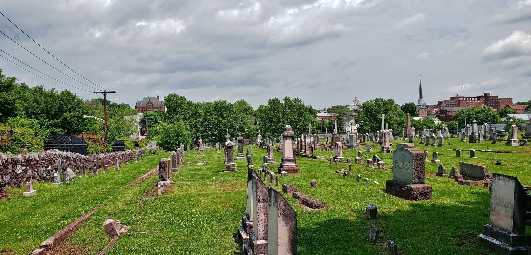 St. John's Catholic Cemetery (<i>wide view looking north  South Maple Avenue is to the left</i>) image. Click for full size.