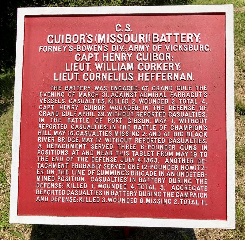 <small>C.S.</small> Cuibor's (Missouri) Battery; Marker image. Click for full size.