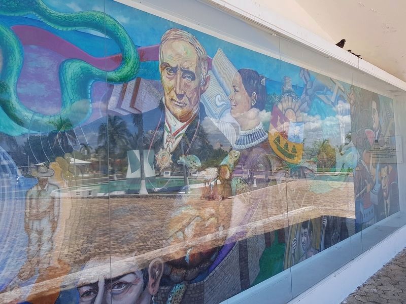 A view of the rightmost portion of the mural, showing Andrés Quintana Roo and Leona Vicario image. Click for full size.