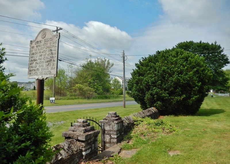Christ Church Marker (<i>view southwest from church yard • Runnymeade Road in background</i>) image. Click for full size.