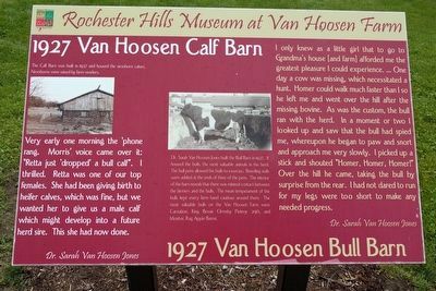 1927 Van Hoosen Calf Barn/1927 Van Hoosen Bull Barn Marker image. Click for full size.