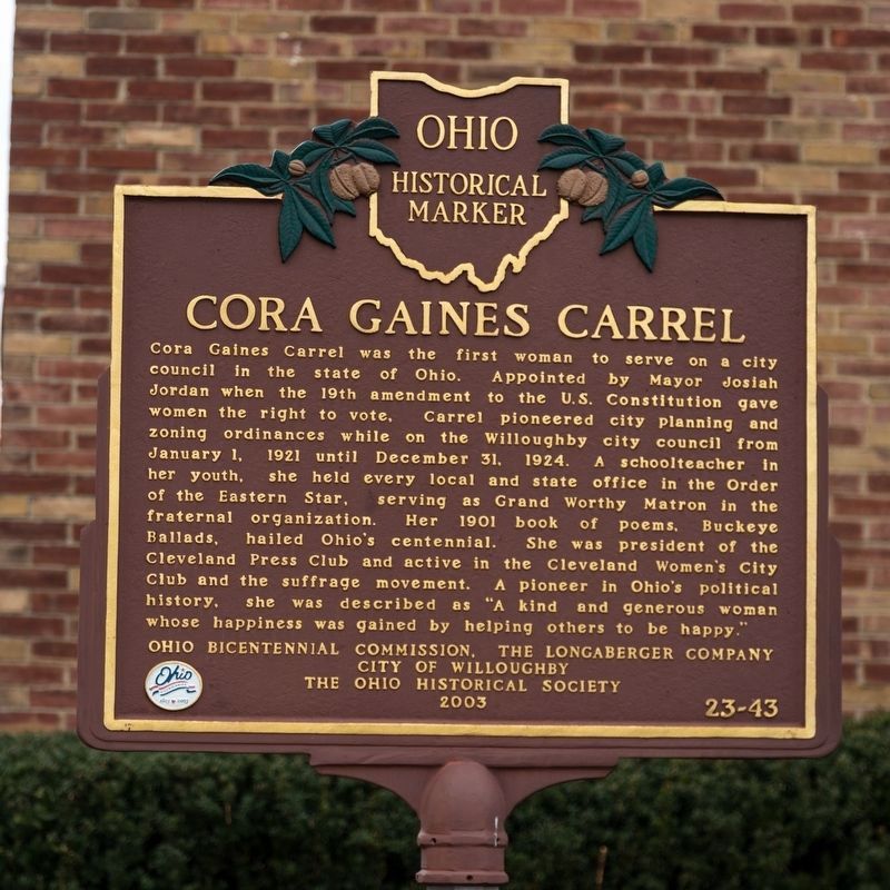 Cora Gaines Carrel Marker image. Click for full size.