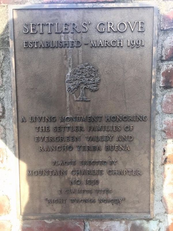 Settler’s Grove Marker. Click for full size. Settler’s Grove Marker image. Click for full size.