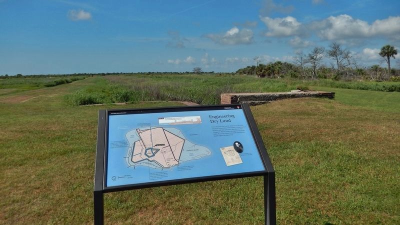 Engineering Dry Land Marker<br>(<i>wide view moat feeder canal in background</i>). Click for full size. Engineering Dry Land Marker<br>(<i>wide view moat feeder canal in background</i>) image. Click for full size.