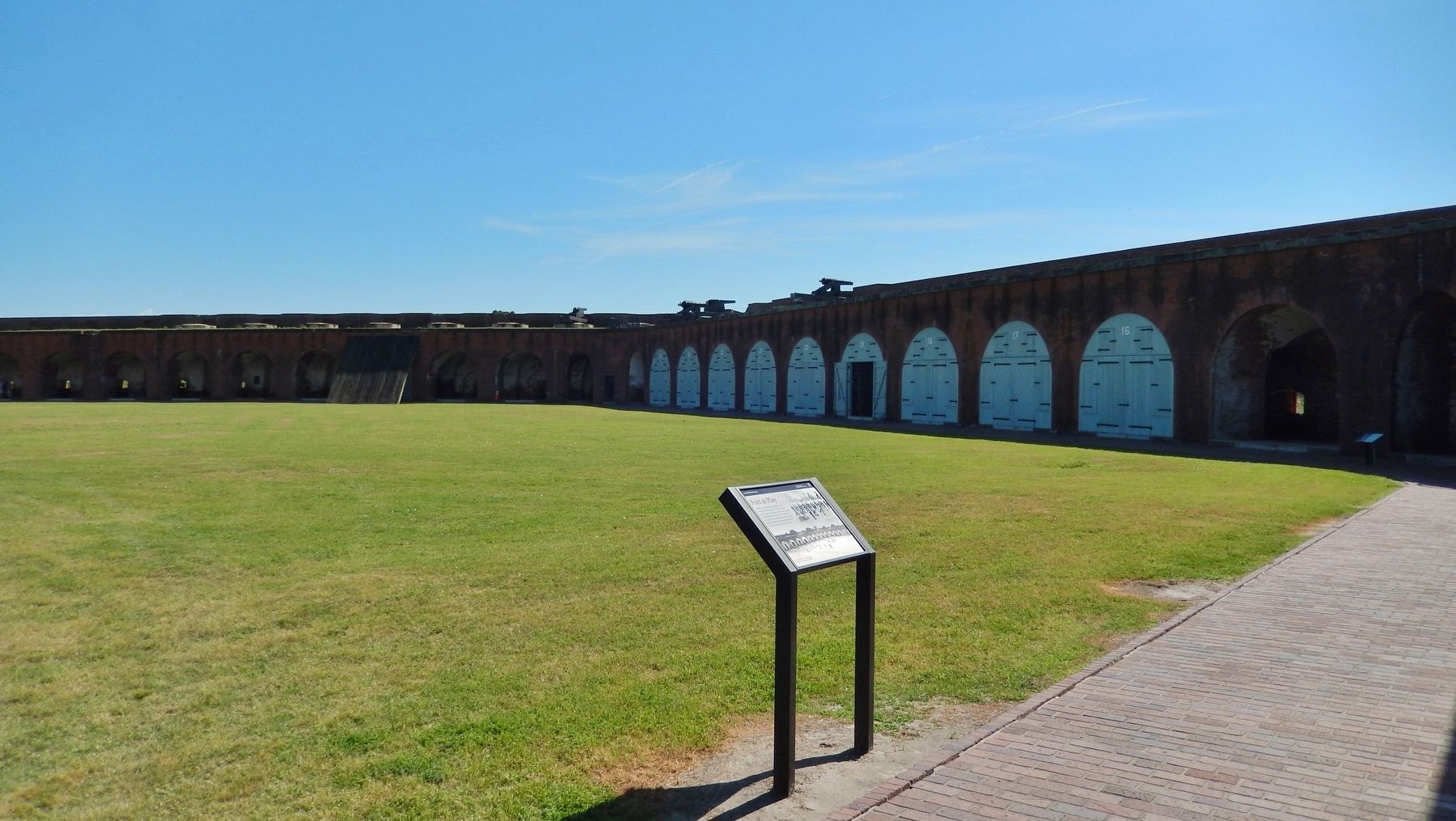 Fort at Play Marker (<i>wide view • looking northeast across the parade grounds</i>) image. Click for full size.
