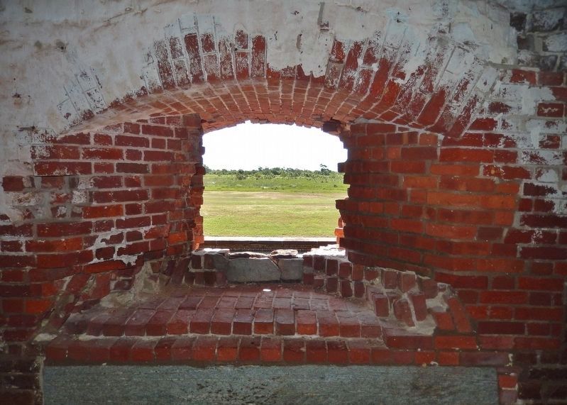 Embrasure illustrates thickness of fort walls<br>(<i>view from near marker</i>) image. Click for full size.