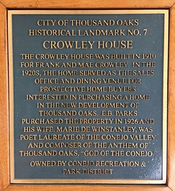 Crowley House Marker image. Click for full size.
