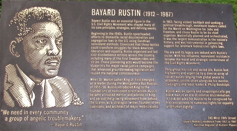 Bayard Rustin (1912- 1987) Marker image. Click for full size.