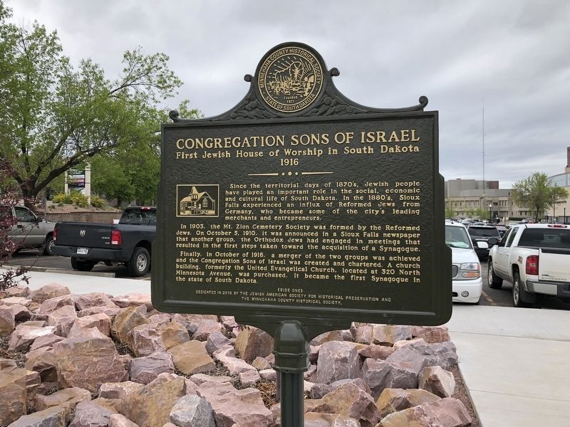 Congregation Sons of Israel Marker side 1 image. Click for full size.