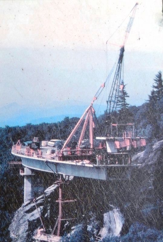 Marker detail: Linn Cove Viaduct construction image. Click for full size.