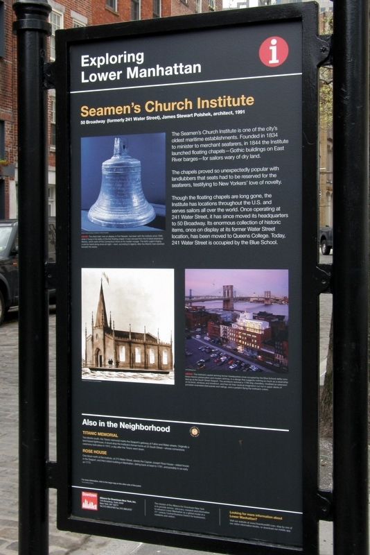 Seaman’s Church Institute Marker. Click for full size. Seaman’s Church Institute Marker image. Click for full size.