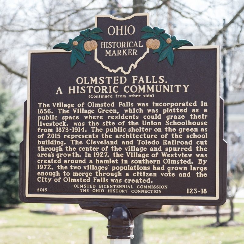 Olmsted Falls, A Historic Community Marker, side two image. Click for full size.