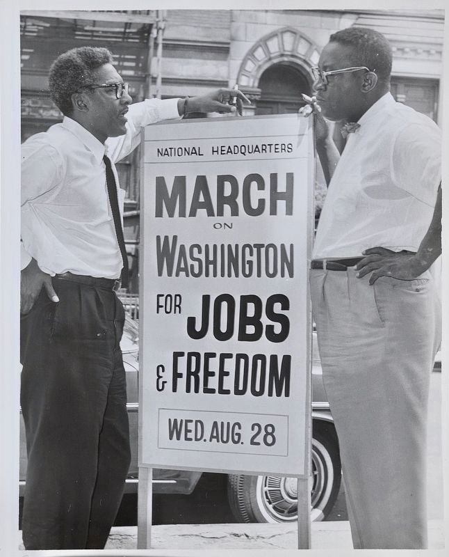 <i>...Bayard Rustin, Deputy Director, Cleveland Robinson, Chairman of Administrative Committee</i> image. Click for full size.