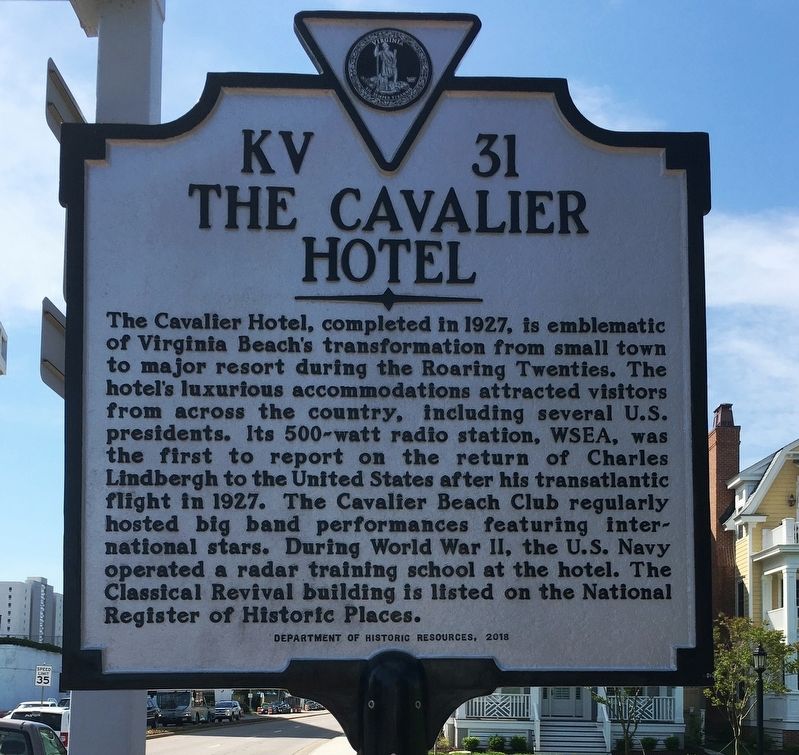 The Cavalier Hotel Marker image. Click for full size.