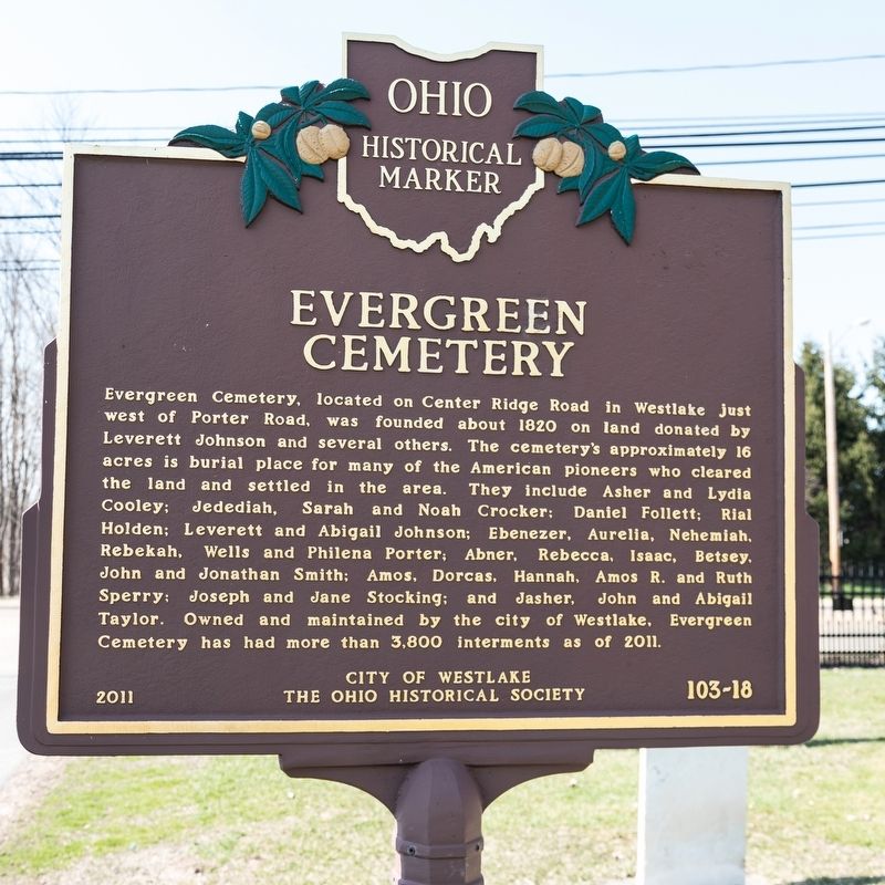 Evergreen Cemetery side of marker image. Click for full size.