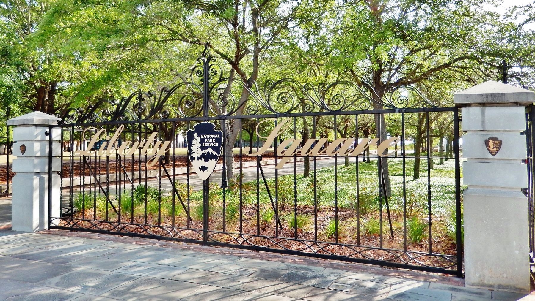 Liberty Square Gate  designed by Philip Simmons<br>(<i>located near marker</i>) image. Click for full size.