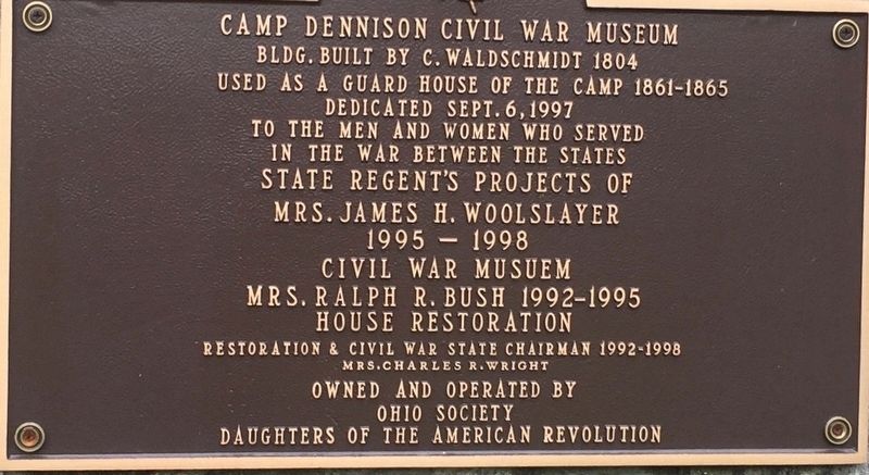 Camp Dennison Civil War Museum Marker image. Click for full size.