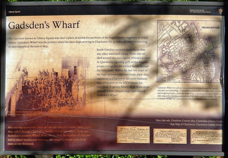 Gadsden's Wharf Marker image. Click for full size.