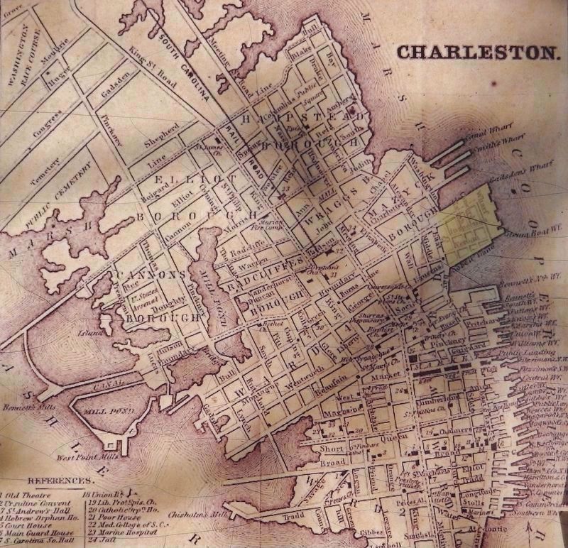 Marker detail: 1849 Map of Charleston image. Click for full size.