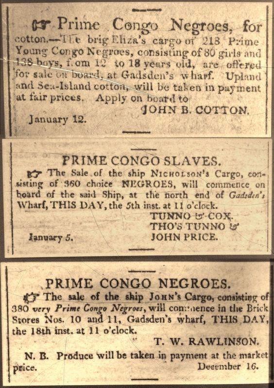 Marker detail: Slave Sale Ads<br><i>Charleston Courier 1807</i> image. Click for full size.