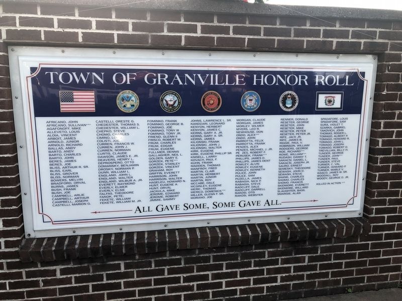 Town of Granville Honor Roll Marker image. Click for full size.