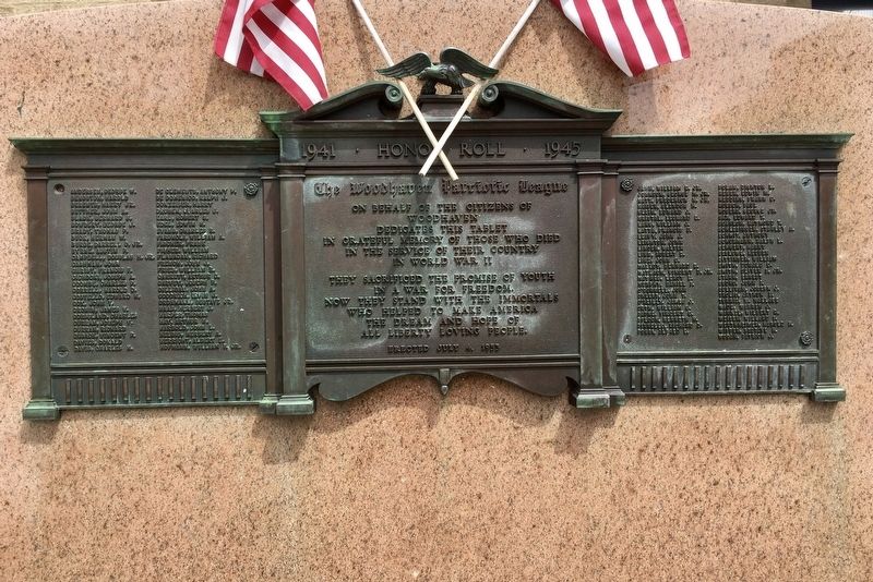 Woodhaven Patriotic League World War II Honor Roll Marker image. Click for full size.