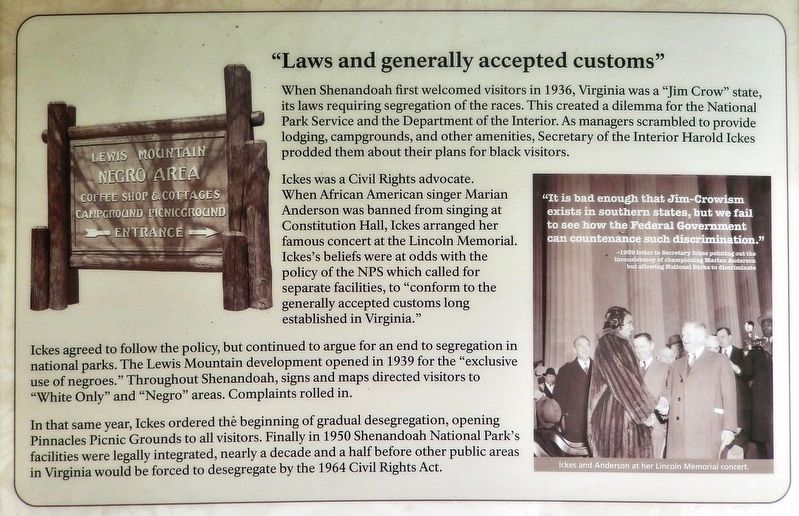 Lewis Mountain Dilemma Marker<br>(<i>top panel  "Laws and generally accepted customs"</i>) image. Click for full size.