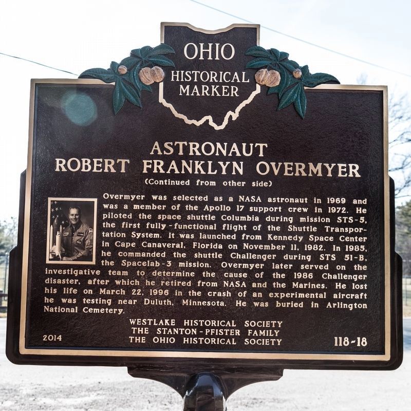 Astronaut Robert Franklyn Overmyer Marker, side two image. Click for full size.