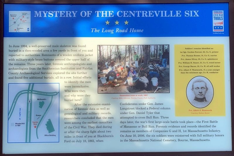 Mystery Of The Centreville Six Marker image. Click for full size.