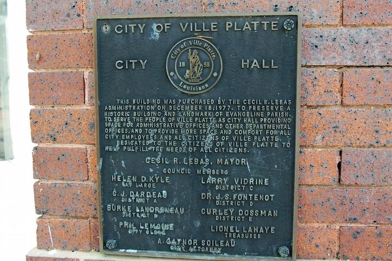 City of Ville Platte City Hall Marker image. Click for full size.