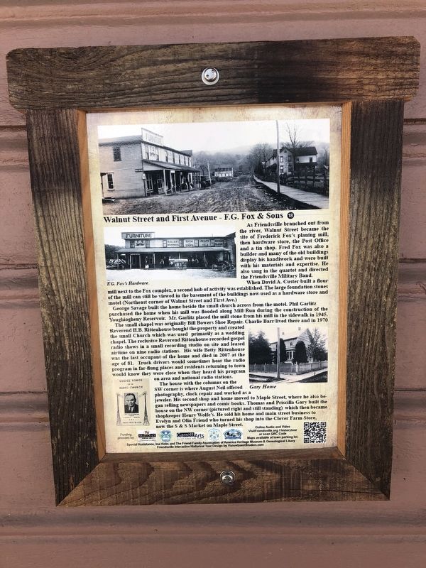 Walnut Street and First Avenue – F.G. Fox & Sons Marker image. Click for full size.