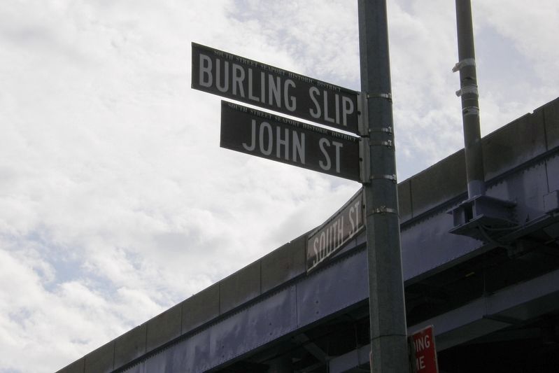 South Street Seaport Historic Dictrict streetsigns. Click for full size. South Street Seaport Historic Dictrict streetsigns image. Click for full size.