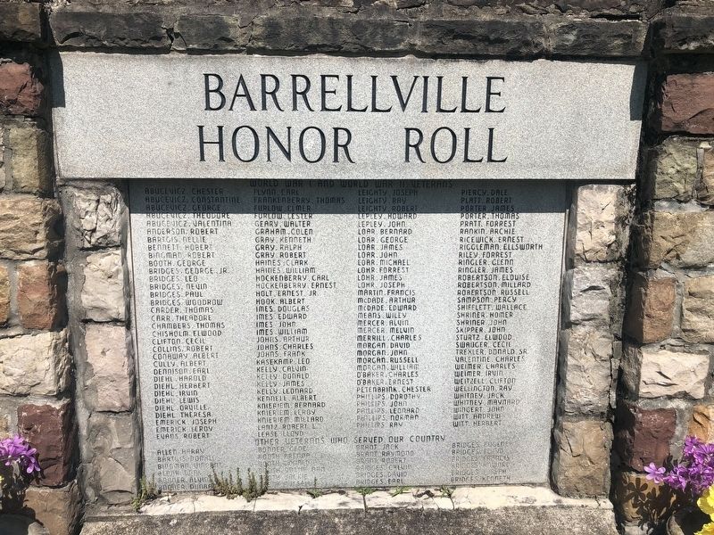 Barrellville Honor Roll Marker [Top plaque] image. Click for full size.