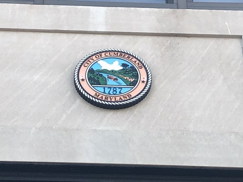 Seal of the City of Cumberland on the building image. Click for full size.