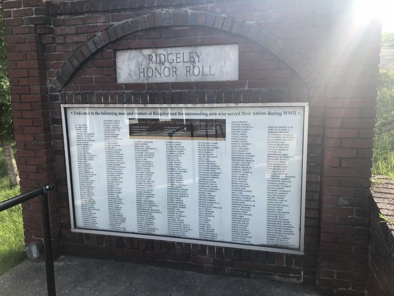 Ridgeley Honor Roll Marker. Click for full size. Ridgeley Honor Roll Marker image. Click for full size.