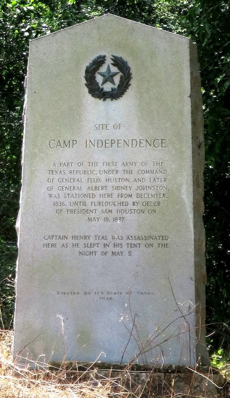 Site of Camp Independence Marker. Click for full size. Site of Camp Independence Marker image. Click for full size.