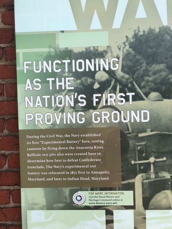 Functioning as the Nation's First Proving Ground Marker image. Click for full size.