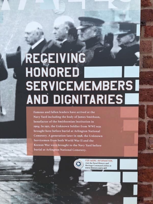 Receiving Honored Servicemembers and Dignitaries Marker. Click for full size. Receiving Honored Servicemembers and Dignitaries Marker image. Click for full size.