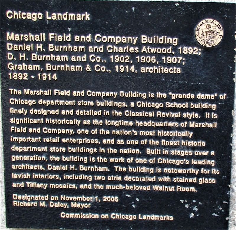 Marshall Field and Company Building Marker image. Click for full size.