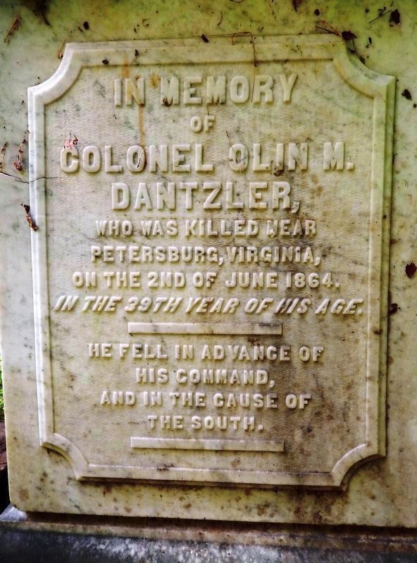 Lt. Col. Olin M. Dantzler<br>(<i>monument inscription</i>) image. Click for full size.