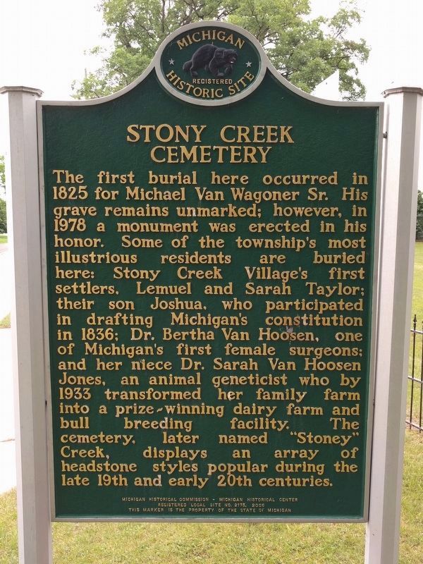 Stony Creek Cemetery Marker (side 1) image. Click for full size.
