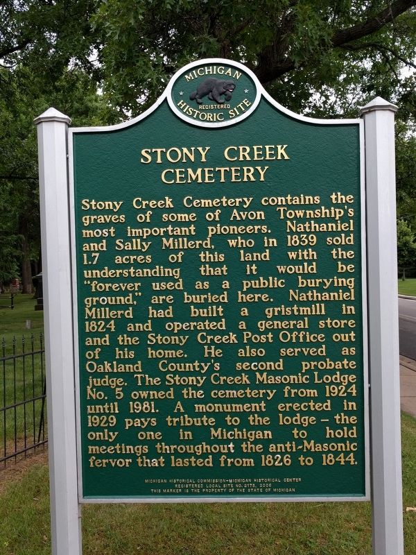 Stony Creek Cemetery Marker (side 2) image. Click for full size.