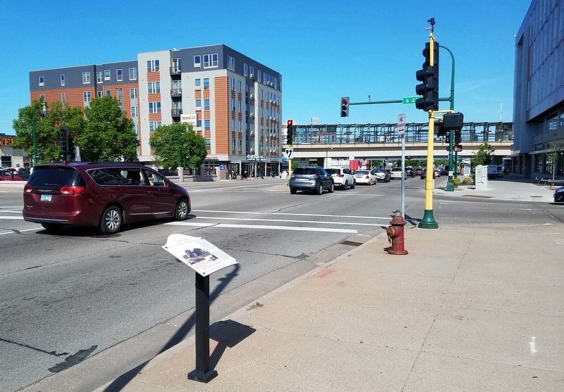 View of marker near the southwest corner of E. Lake St. and 22nd Ave. S. image. Click for full size.